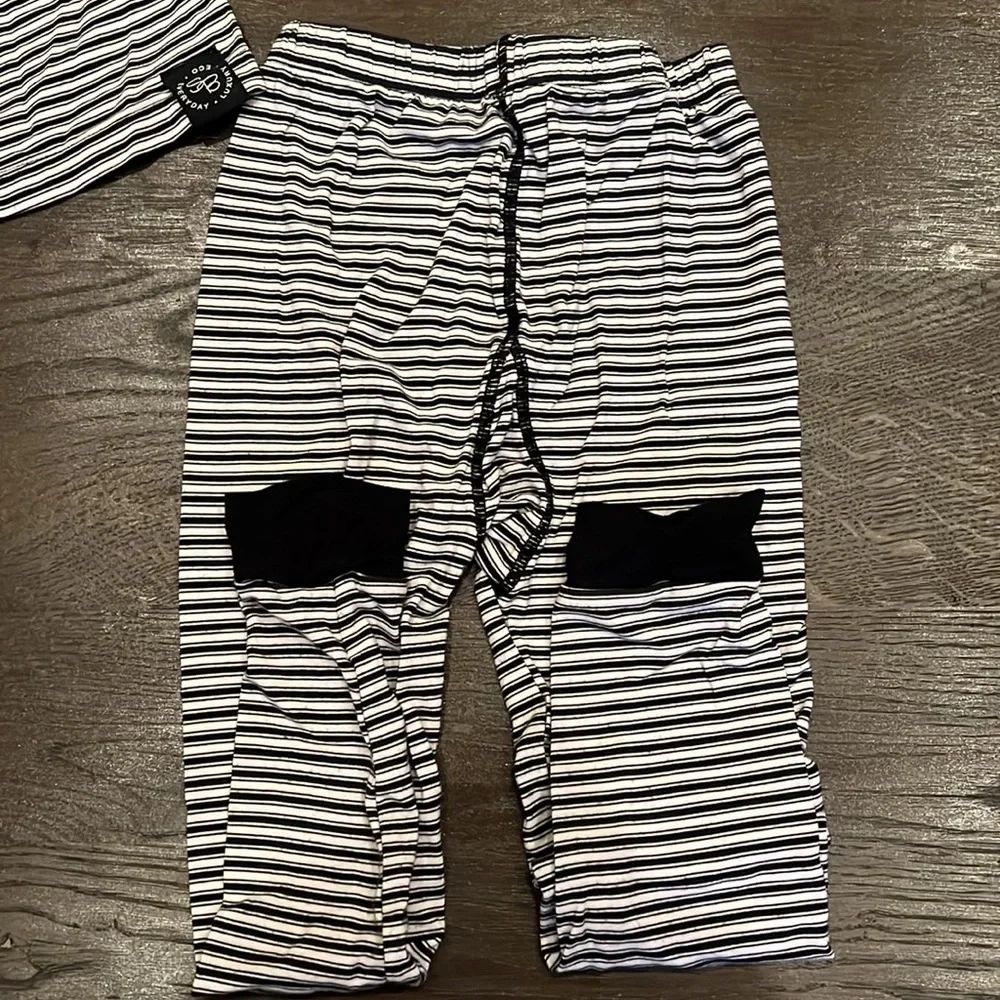 Striped Black & White Kids Pajama Set - Long Sleeve Top & Pants